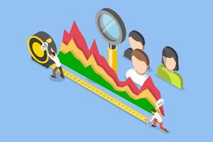 3D Isometric Flat Conceptual Illustration of KPI as Key Performance Indicator, Staff Management andd Empolyee Development vector