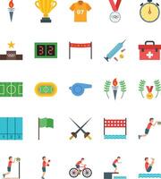 Set of 25 multicolor icons related to types of olympics. Collection of 25 kinds of olympics and activities. Editables stroke. vector