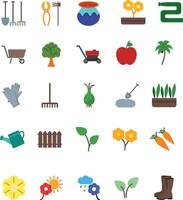 Line icons about gardening and seeding.Pixel Perfect editable in color vector