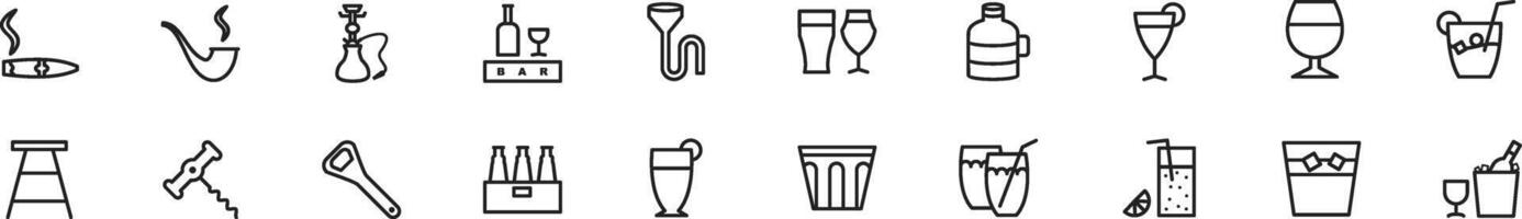 Cafe and Bar line icon, set of a Cafe and Bar. Cafe and Bar icons set 25 icons of a set of icons for web vector