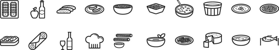 a set of different types of food and drinks vector