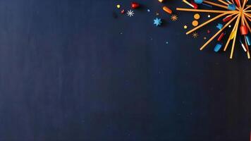 Fireworks on a black background with colorful fireworks photo