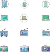 a collection of icons with a electronics theme vector