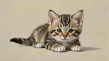 A painting of a kitten with big eyes photo