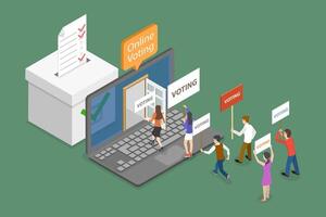 3D Isometric Flat Conceptual Illustration of Online Voting, E-voting or Election Internet System vector