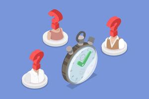 3D Isometric Flat Conceptual Illustration of Quick Quiz, Fast Question and Answer Game vector