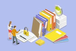 3D Isometric Flat Conceptual Illustration of Policies and Procedures. vector