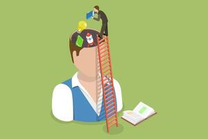 3D Isometric Flat Conceptual Illustration of Improving Career Development, Professional Growth vector