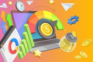 3D Conceptual Illustration of Cost Optimization, Price Reduction and Financial Management vector