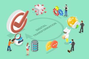 3D Isometric Flat Conceptual Illustration of Digital Transformation, Paperless Workflow Solutions vector