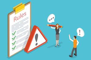 3D Isometric Flat Conceptual Illustration of Regulatory Instructions , Company Rules and Compliance vector