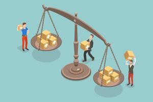3D Isometric Flat Conceptual Illustration of Pros and Cons, Advantages vs Disadvantages vector