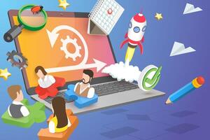 3D Conceptual Illustration of Agile Development, Software Development Framework vector