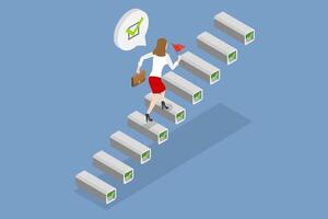 3D Isometric Flat Conceptual Illustration of Business Progress, Path to Success vector