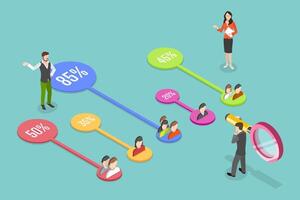 3D Isometric Flat Conceptual Illustration of Customer Segment Analysis, Marketing Research vector