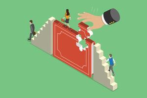 3D Isometric Flat Conceptual Illustration of Knowledge Gap, Eduction and Self-development vector