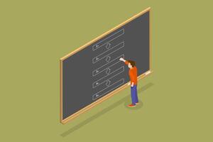 3D Isometric Flat Conceptual Illustration of Task Checklist, Project Workflow or Lifecycle vector