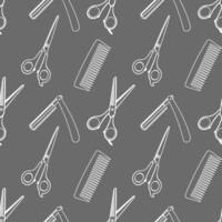 Seamless pattern with hairdresser tools. Barber shop tools pattern. Scissors, razor, comb background vector