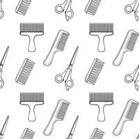 Seamless pattern with hairdresser tools. Barber shop tools pattern. Scissors, razor and comb background. vector