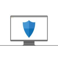 Cybersecurity Shield Protection Icon on Computer Screen for Data Security and Online Safety vector