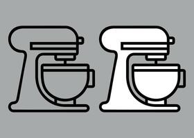 black and white icon of food processor on white background vector