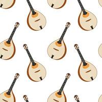 Pattern of musical instruments on white background featuring traditional string instruments vector