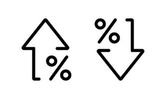 Percent arrow up and down icon isolated on white background. Percentage growth and decline sign symbol vector