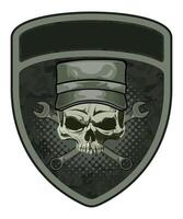 sleeve military army camouflage chevron military driver with skull in military cap and with wings on white background vector