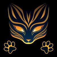 cat face mask with paws on black background vector