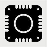 black and white cpu chip icon on white background vector
