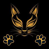 cat face mask with paws isolated on black background vector