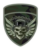 sleeve military army green camouflage chevron military army driver with skull in helmet isolated on white background vector