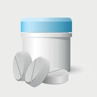 white bottle with pills on white background vector