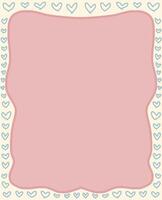 a pink frame with hearts on it vector