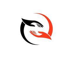 Abstract Circular Logo Intertwined Hands, Giving, Sharing, Unity vector