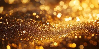 Sparkling golden bokeh lights create a dazzling and festive atmosphere suitable for various occasions photo