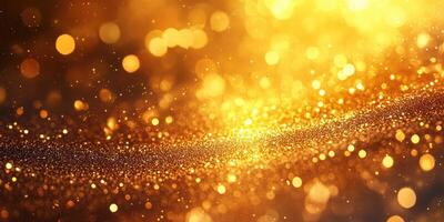 Sparkling golden bokeh lights create a festive atmosphere during a celebration or event photo