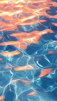 Beautiful reflections on water surface at sunset with vibrant hues and rippling patterns photo