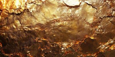 Shimmering golden surface with intricate textures illuminated by soft light in a close-up view showcasing natural beauty photo
