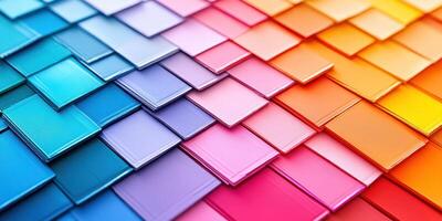 Colorful geometric tiles arranged in a vibrant pattern showcasing various shades and tones photo