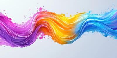Colorful abstract wave of acrylic paint flows harmoniously across a light background photo
