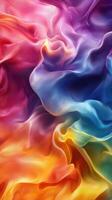 Colorful silk fabric flows in a vibrant swirl of hues creating an artistic and dynamic visual display photo