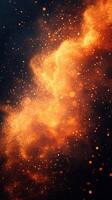 Bright golden particles swirl through dark space, creating a captivating cosmic atmosphere during a celestial event photo