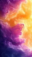 Vibrant abstract swirling colors create a mesmerizing digital canvas with hues of purple, orange, and yellow photo