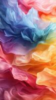 Colorful fabric layers creating a vibrant and dynamic texture, showcasing a blend of shades and hues photo
