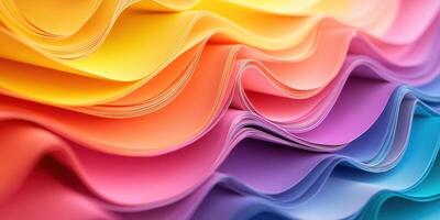 Colorful layers of paper create a vibrant and artistic display in a creative workspace photo