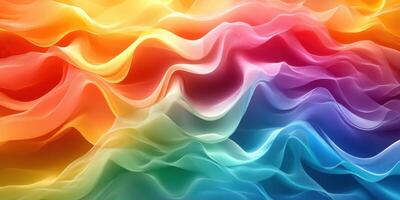 Colorful waves of fabric create a vibrant abstract artwork with dynamic flowing patterns and gradients of hues photo