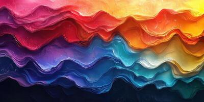 Colorful abstract waves create a vibrant backdrop representing a sunset over an ocean photo