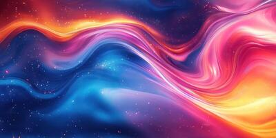 Vibrant cosmic waves of blue, pink, and orange colors flowing seamlessly in an abstract artistic design photo