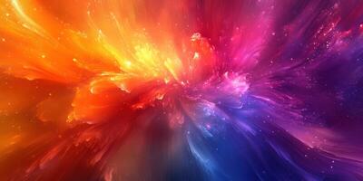 Colorful abstract artwork depicting vibrant swirls of orange, pink, purple, and blue tones in a cosmic-like formation photo